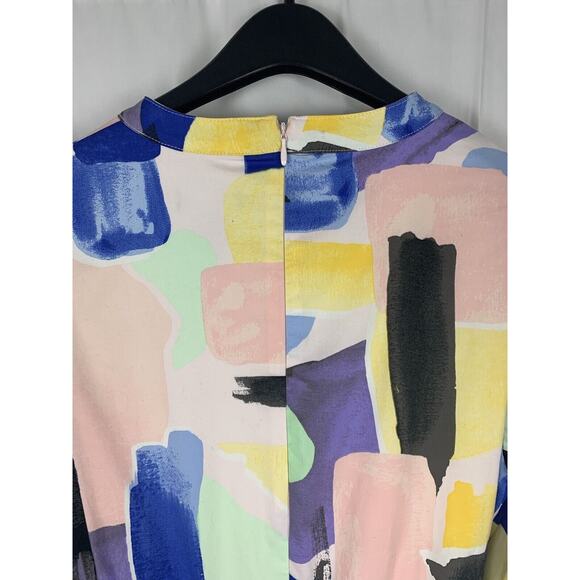 DKNY Women’s Water Color V-Neck Faux Wrap Shirt Dress 3/4 Sleeve Size 12 - Picture 8 of 15